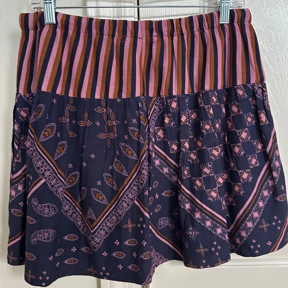 XIRENA Tannis Mixed Print Drawstring Mini Skirt M